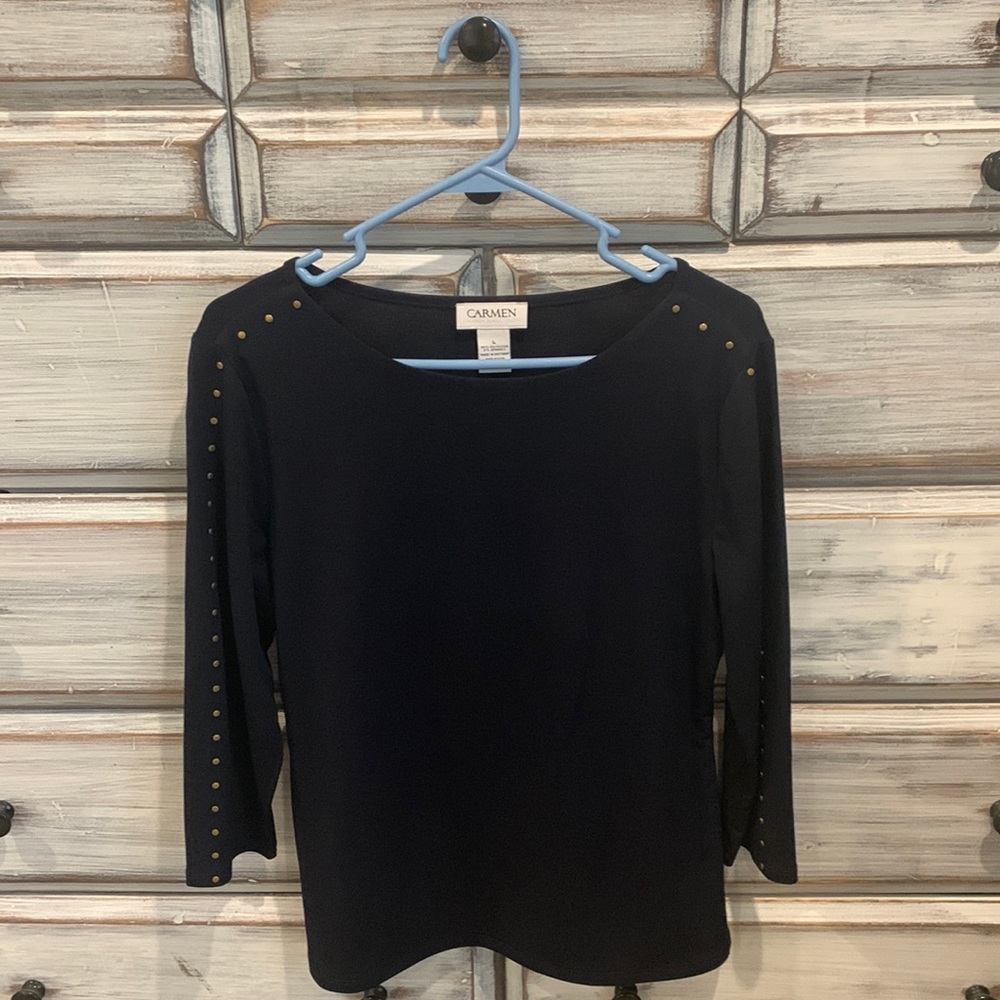 Carmen Navy Studded Top